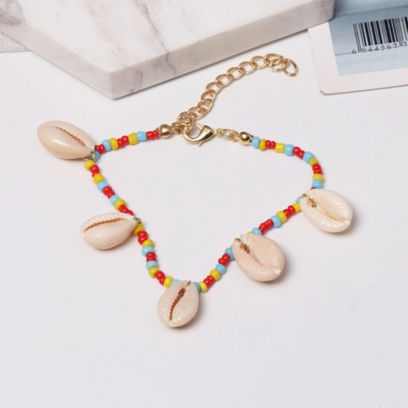 Spring Summer Colorful Beads and Shells Necklace and Anklet Set - Picture 6 of 6